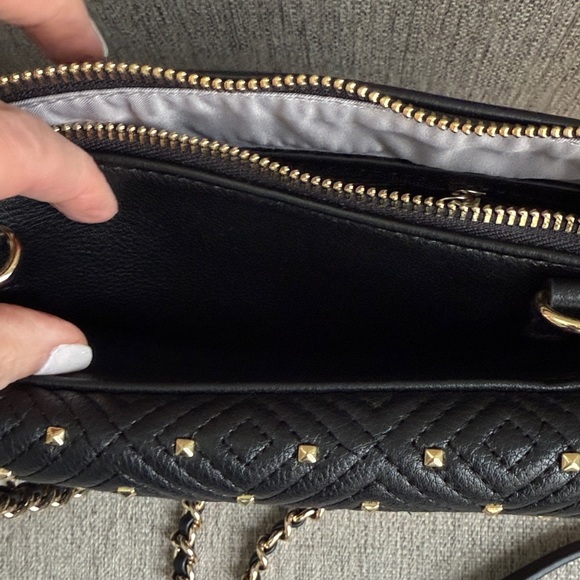 INC Vachetta Crossbody Clutch Handbag Purse Black w Gold Accent Removable Chain - Picture 8 of 17